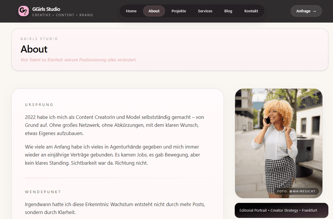 Self built website screenshot